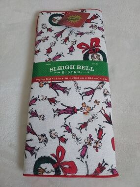 The Grinch Sleigh Bell Bistro Drying Mat Cindy Lou Who Whoville Holiday Xmas